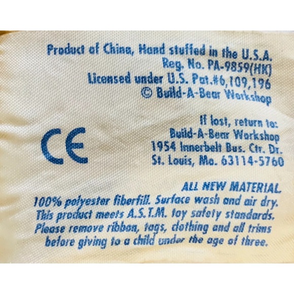 Build A Bear Workshop Brown Bear Plush White Navy Uniform Shirt Stuffed Animal - Picture 12 of 12